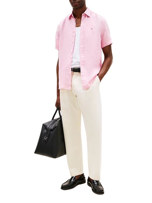 Camicia uomo rosa in lino Tommy Hilfiger | MW0MW35207TOL